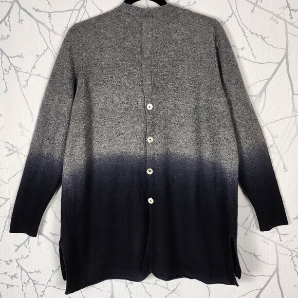 Soleil Ombre Dip Dye 100% Cashmere Knit Button Back Tunic Sweater - Picture 3 of 7